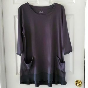LOGO by Lori Goldsteinwomen's 3/4 sleeve tunic with chiffon trim. Style A203821.